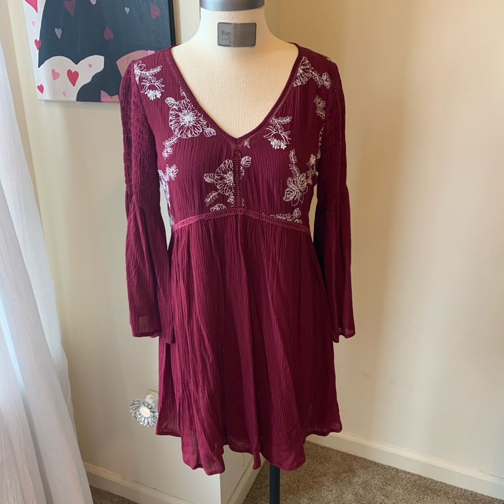Boho Floral Embroidered Dress